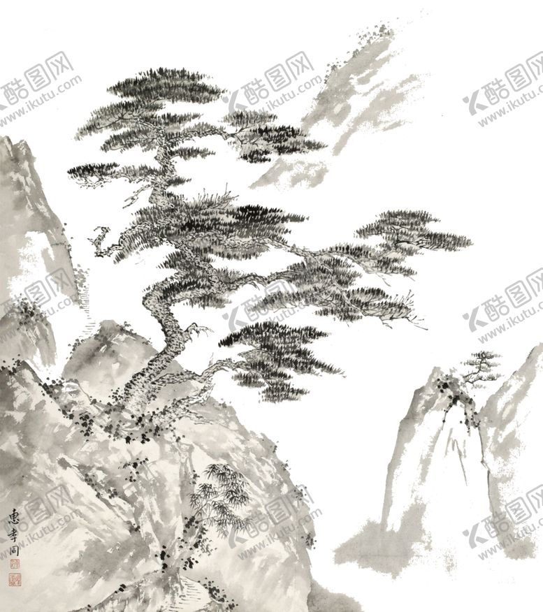 编号：16793807041342412450【酷图网】源文件下载-水墨松树