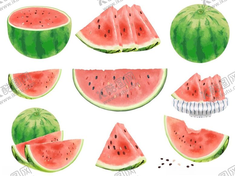 编号：75154409261741461933【酷图网】源文件下载-多样西瓜切片与整瓜展示
