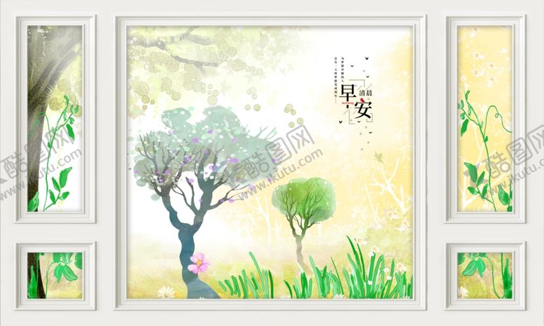 编号：79544209122016273859【酷图网】源文件下载-树小碎花背景墙