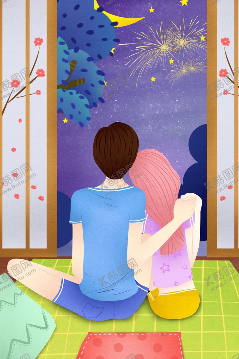 编号：69821410131024069868【酷图网】源文件下载-七夕情人节卡通情侣插画