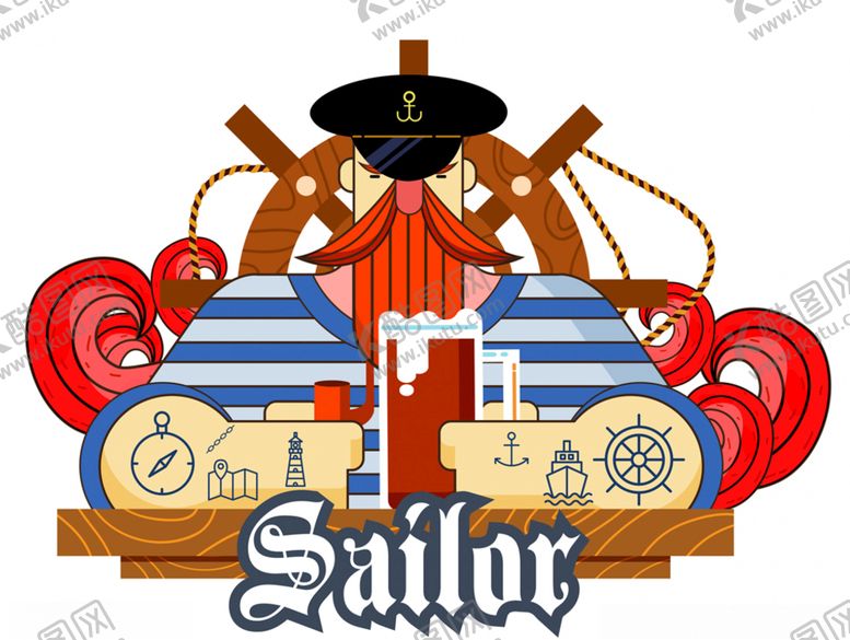 编号：86177109101501065433【酷图网】源文件下载-创意航海船长