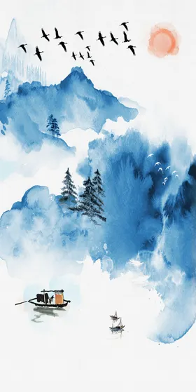 山水画装饰经理室风景中国风