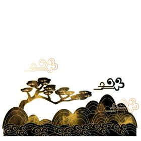 背景素材国潮山水祥云水墨