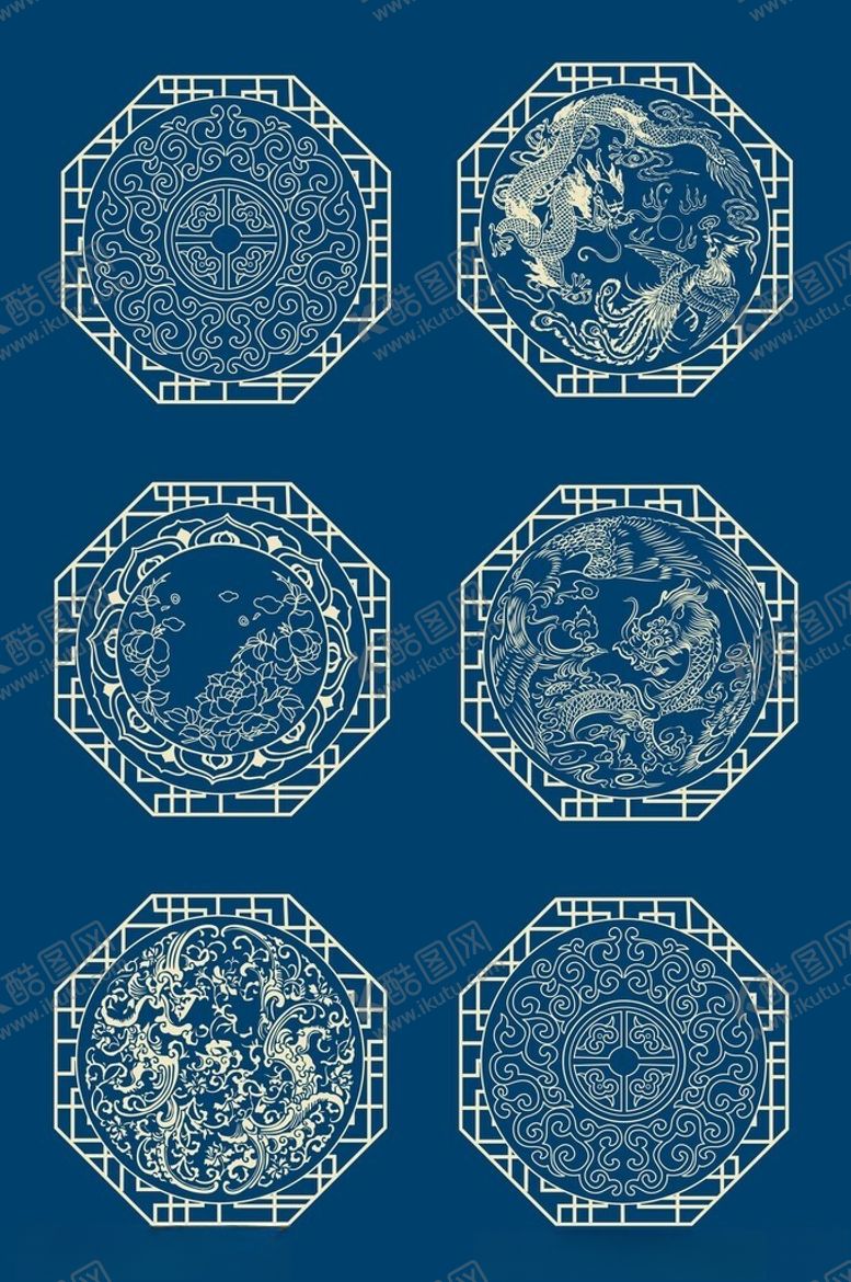 编号：50707709250418201223【酷图网】源文件下载-中式八角图案设计元素