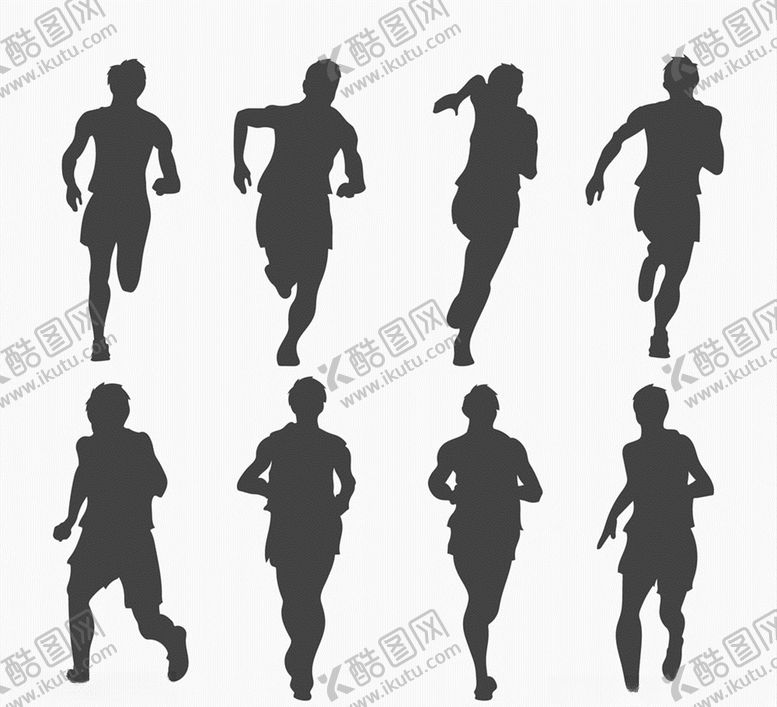 编号：65993707021752397422【酷图网】源文件下载-动感赛跑人物剪影矢量素材