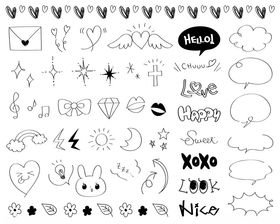 手绘可爱卡通元素集合