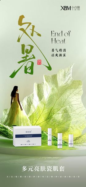 处暑护肤品节气海报