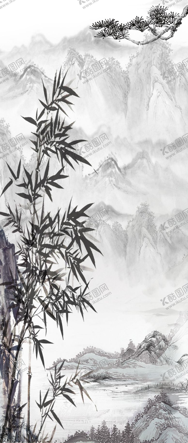 编号：81194610270516493625【酷图网】源文件下载-水墨山水竹子背景