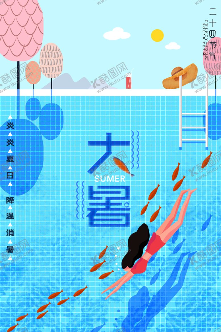 编号：49583109210810412081【酷图网】源文件下载-24节气之大暑海报设计图片