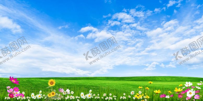编号：76221402250148421679【酷图网】源文件下载-蓝天白云绿草地