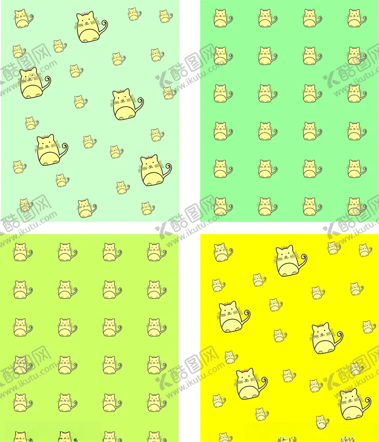编号：56541007021126434443【酷图网】源文件下载-绿色背景小猫背景卡通背景