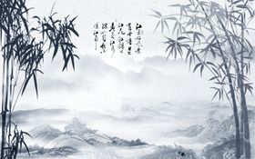 水墨竹子画竹子走廊画竹报平安玄关竹子画