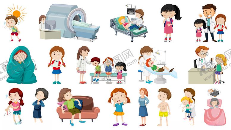 编号：30004704250001484696【酷图网】源文件下载-儿童医院场景插画