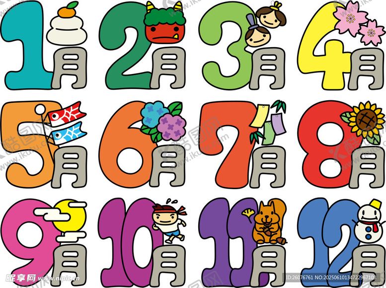 编号：96495307051840578821【酷图网】源文件下载-可爱卡通数字插画集合