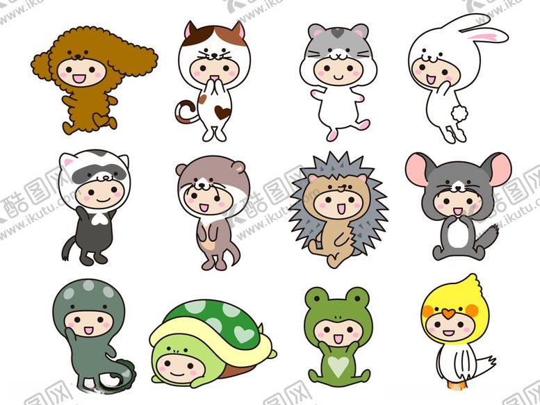 编号：54931310312336282549【酷图网】源文件下载-可爱动物卡通角色集合