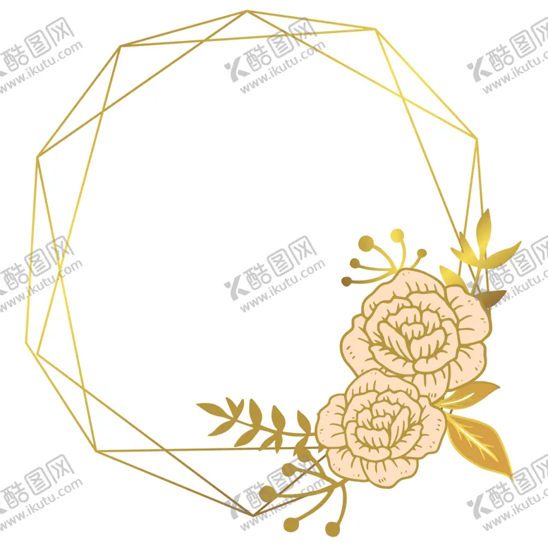 编号：74256101220512454287【酷图网】源文件下载-植物金色边框花环