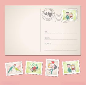 空白明信片与多彩照片