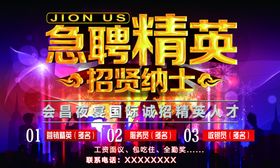 酒吧招聘海报展架