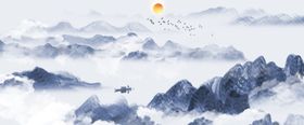 中国风背景画展板潮