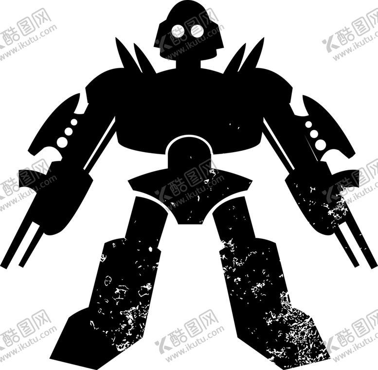 编号：53697305160024105499【酷图网】源文件下载-黑白单色卡通机器人PNG免扣高