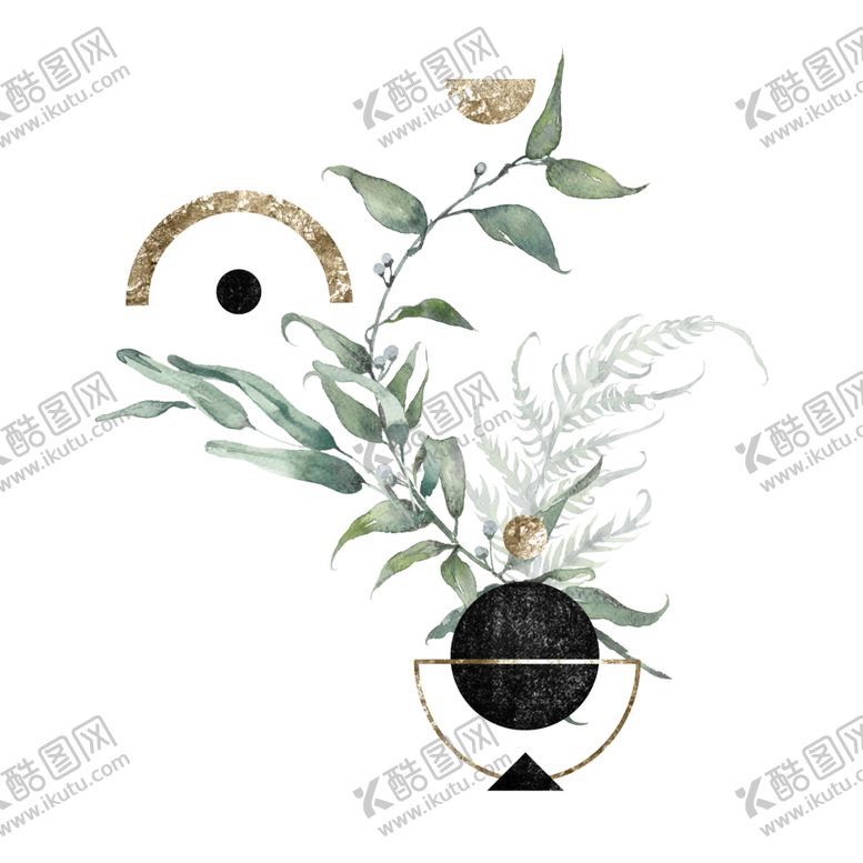 编号：58929210040350079823【酷图网】源文件下载-小清新水彩植物树枝