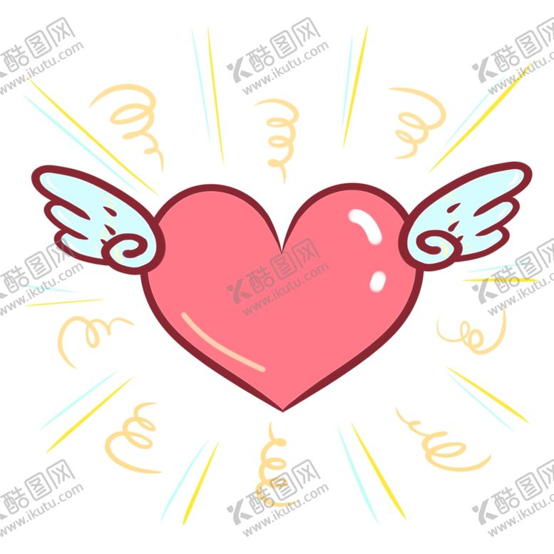 编号：56503304111252394486【酷图网】源文件下载-手账手绘可爱感恩节爱心翅膀装饰