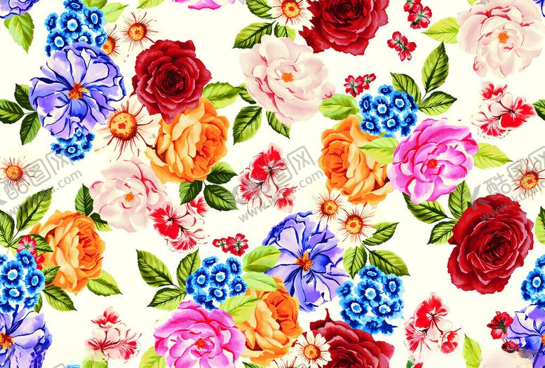 编号：48559711182255416347【酷图网】源文件下载-多彩花卉图案