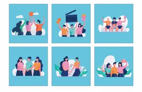 家庭温馨时刻插画集合