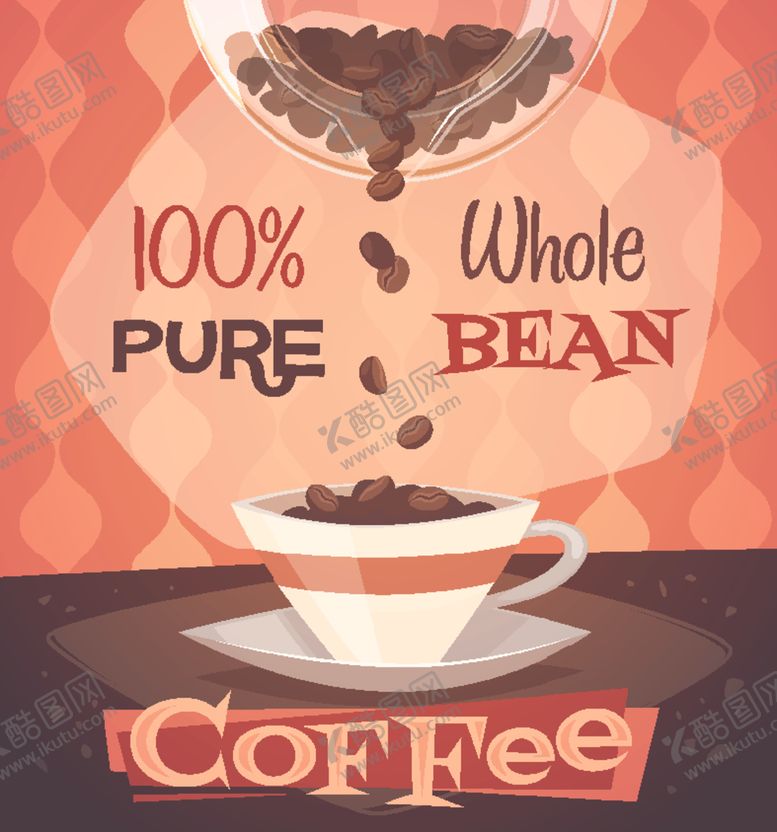 编号：44022510122041597178【酷图网】源文件下载-咖啡豆倒咖啡卡通素材背景