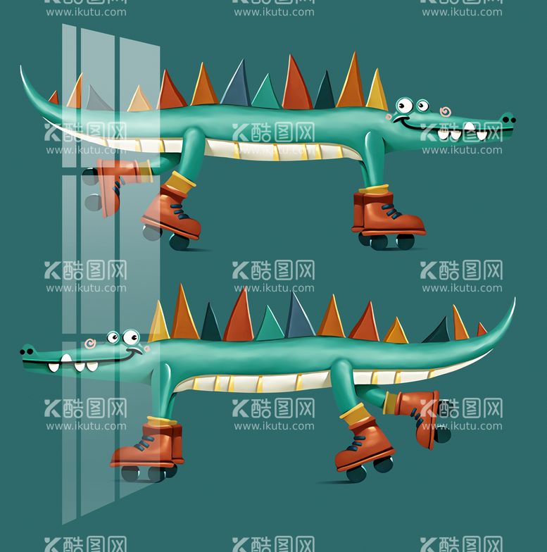 编号：45516010160236335346【酷图网】源文件下载-卡通鳄鱼手绘插画装饰画