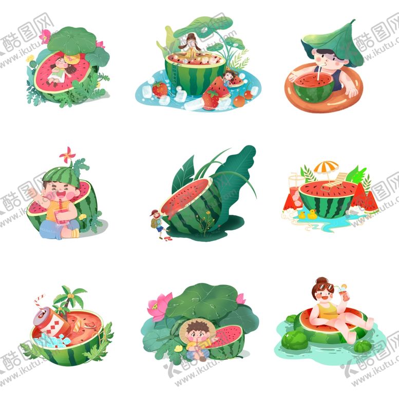 编号：28099306300222442236【酷图网】源文件下载-夏日荷塘童趣插画元素