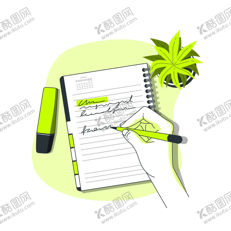 编号：16350210010715115390【酷图网】源文件下载-笔记本书写记录手绘插画