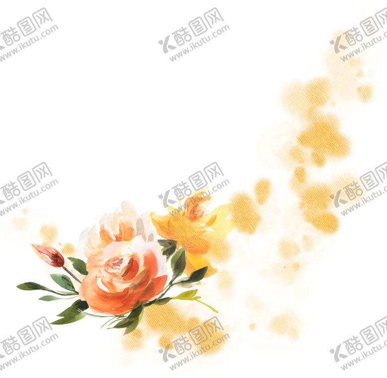 编号：71351901291501477051【酷图网】源文件下载-橘黄色阳光花卉贺卡婚礼装饰图案