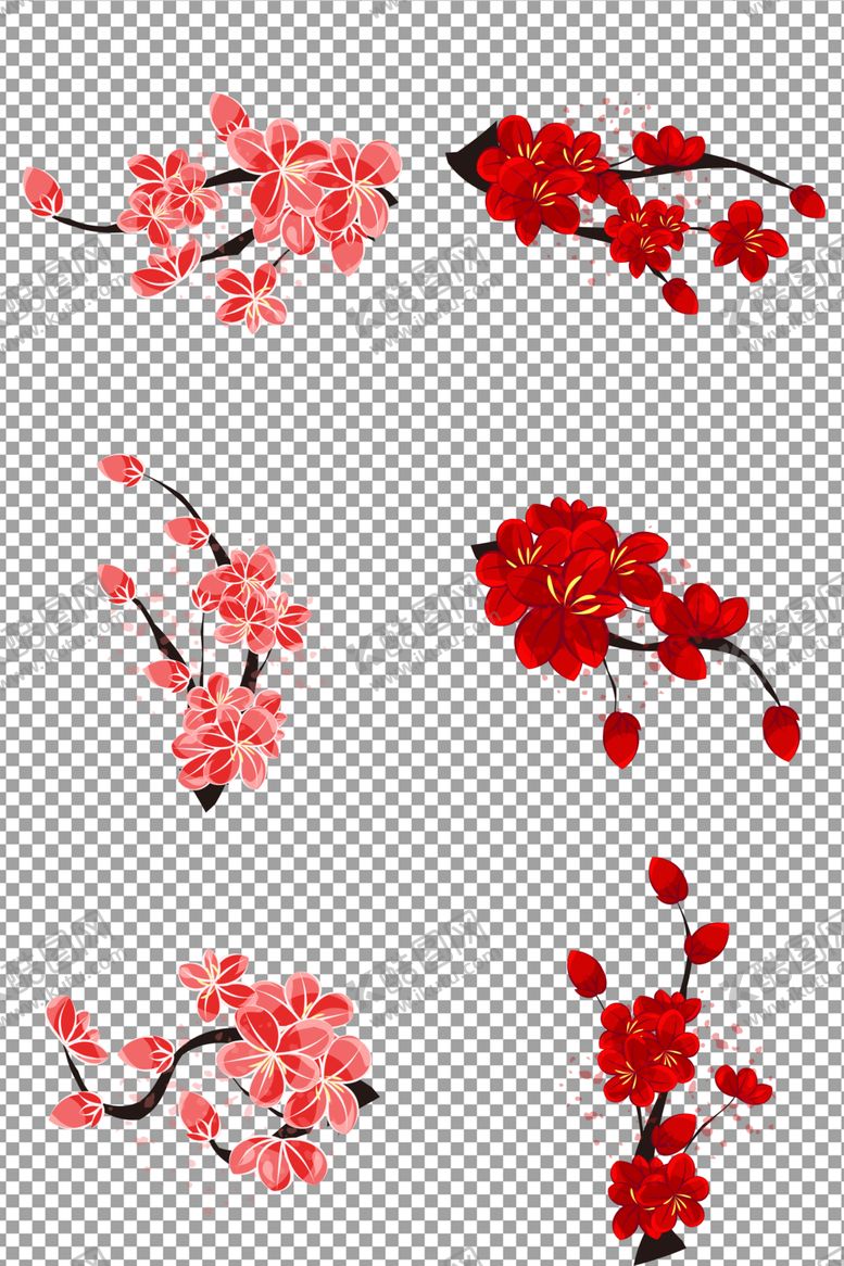 编号：72399410070640022227【酷图网】源文件下载-中国风红色梅花