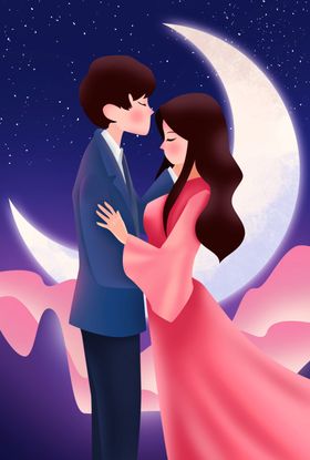 七夕情人节创意插画