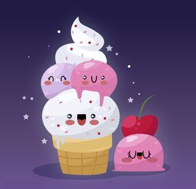 可爱食物卡哇伊美AI矢量图卡哇伊卡通美