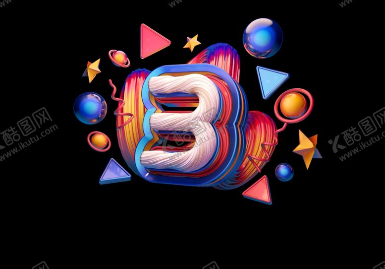 编号：99335309230052236744【酷图网】源文件下载-创意C4D数字艺术立体字体设计