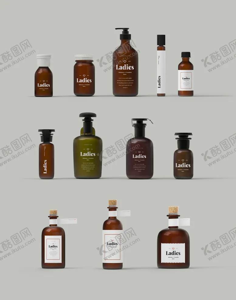 编号：81290510022021277396【酷图网】源文件下载-化妆品罐装瓶装常用包装样机