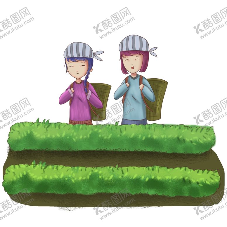 编号：29386209140932143704【酷图网】源文件下载-采茶手绘免抠元素