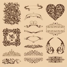 复古花纹装饰边框设计元素