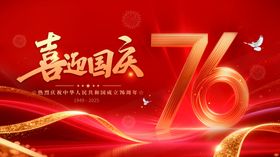 中国风喜迎国庆76周年展板