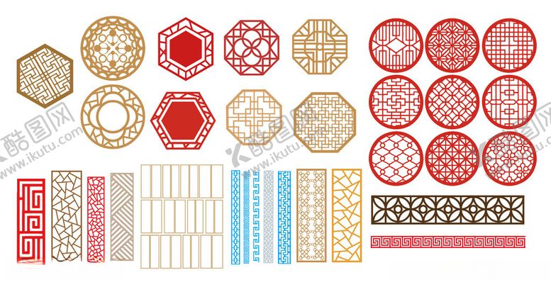 编号：83893811251513482421【酷图网】源文件下载-多样中式图案装饰素材