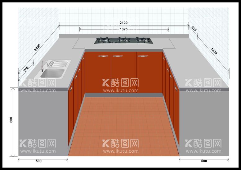 编号：69525411272223246455【酷图网】源文件下载-不锈钢厨柜效果图