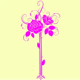 玫瑰花简约纹壁画矢量图