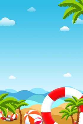 夏天背景遇见超市吊旗盛海报