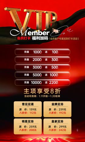 足疗足浴店会员充值海报