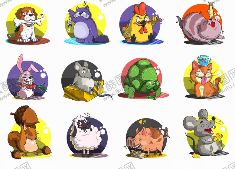 编号：80129211201806119862【酷图网】源文件下载-可爱动物卡通形象集合