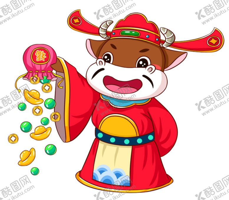 编号：95152710120022101444【酷图网】源文件下载-财神牛发财福气红