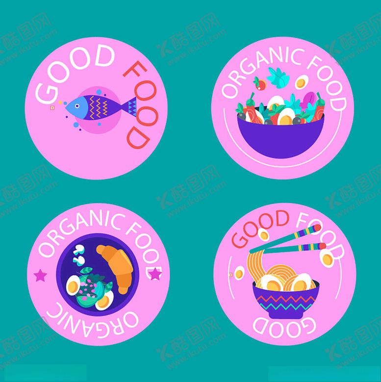 编号：20684911021624205733【酷图网】源文件下载-可爱美食主题圆形插画