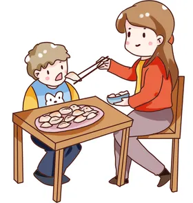 虎年包饺子插画